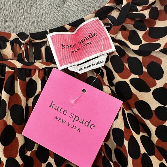 NWT Kate Spade Dotty Leopard Spin Dress Women's XS Animal Print Mini Long Sleeve - Picture 4 of 8